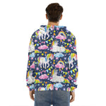 Unicorn Night Festival Pattern Print Men's Velvet Pullover Hoodie