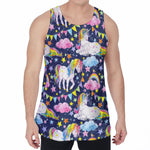 Unicorn Night Festival Pattern Print Men's Velvet Tank Top