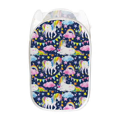 Unicorn Night Festival Pattern Print Mesh Laundry Hamper