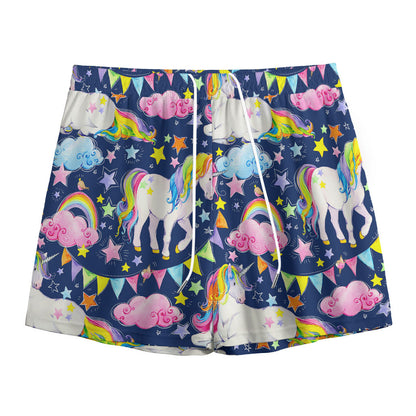 Unicorn Night Festival Pattern Print Mesh Shorts