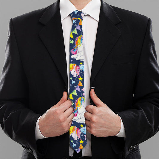 Unicorn Night Festival Pattern Print Necktie