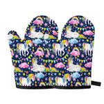 Unicorn Night Festival Pattern Print Oven Mitts