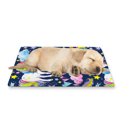 Unicorn Night Festival Pattern Print Pet Cooling Mat Cover