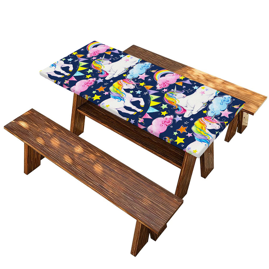 Unicorn Night Festival Pattern Print Picnic Table Cover