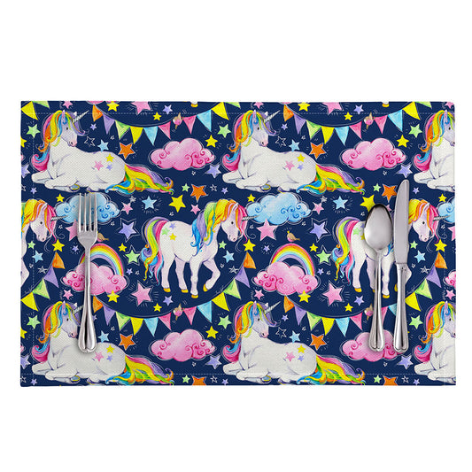 Unicorn Night Festival Pattern Print Placemat
