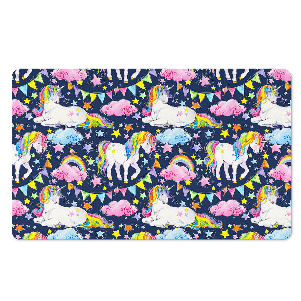 Unicorn Night Festival Pattern Print Polyester Doormat