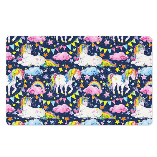 Unicorn Night Festival Pattern Print Polyester Doormat