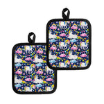 Unicorn Night Festival Pattern Print Pot Holders