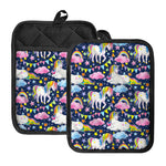 Unicorn Night Festival Pattern Print Pot Holders With Pocket