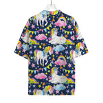 Unicorn Night Festival Pattern Print Rayon Hawaiian Shirt