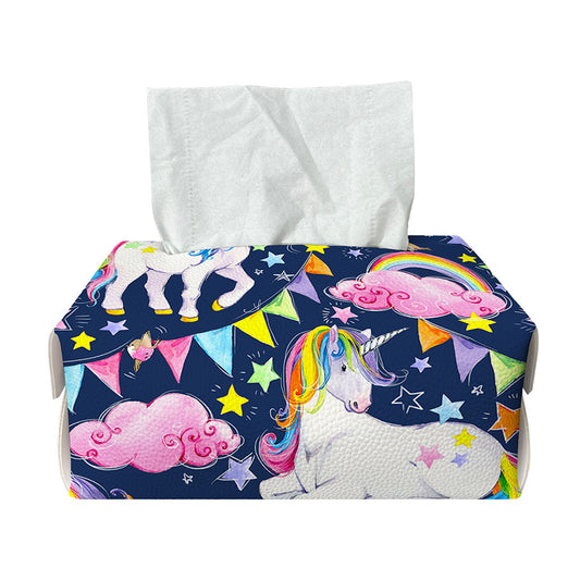 Unicorn Night Festival Pattern Print Rectangle Tissue Box Cover