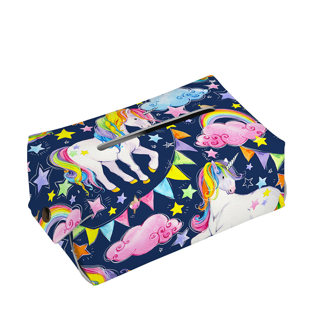 Unicorn Night Festival Pattern Print Rectangle Tissue Box Cover