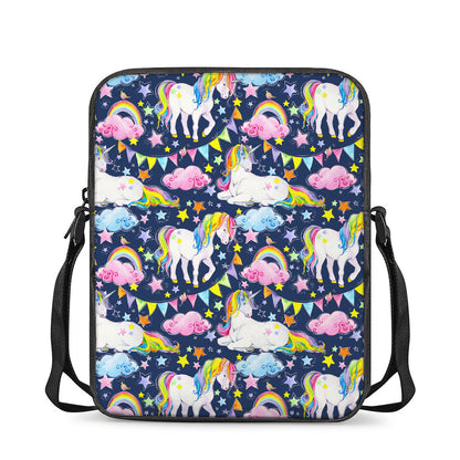 Unicorn Night Festival Pattern Print Rectangular Crossbody Bag