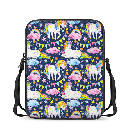 Unicorn Night Festival Pattern Print Rectangular Crossbody Bag