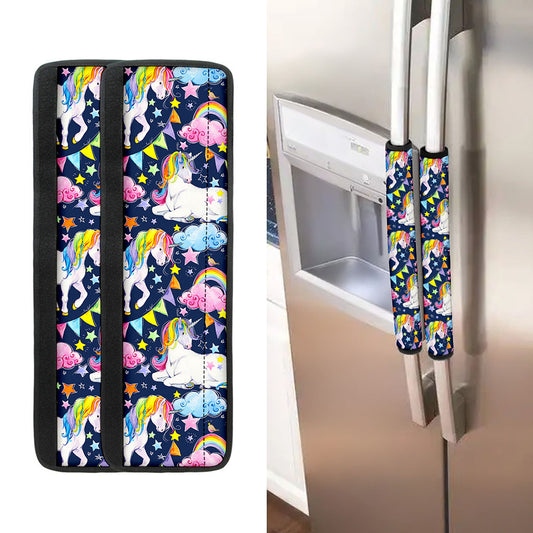 Unicorn Night Festival Pattern Print Refrigerator Handle Covers