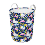 Unicorn Night Festival Pattern Print Round Laundry Basket