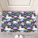 Unicorn Night Festival Pattern Print Rubber Doormat