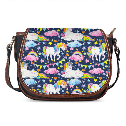 Unicorn Night Festival Pattern Print Saddle Bag