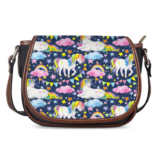 Unicorn Night Festival Pattern Print Saddle Bag