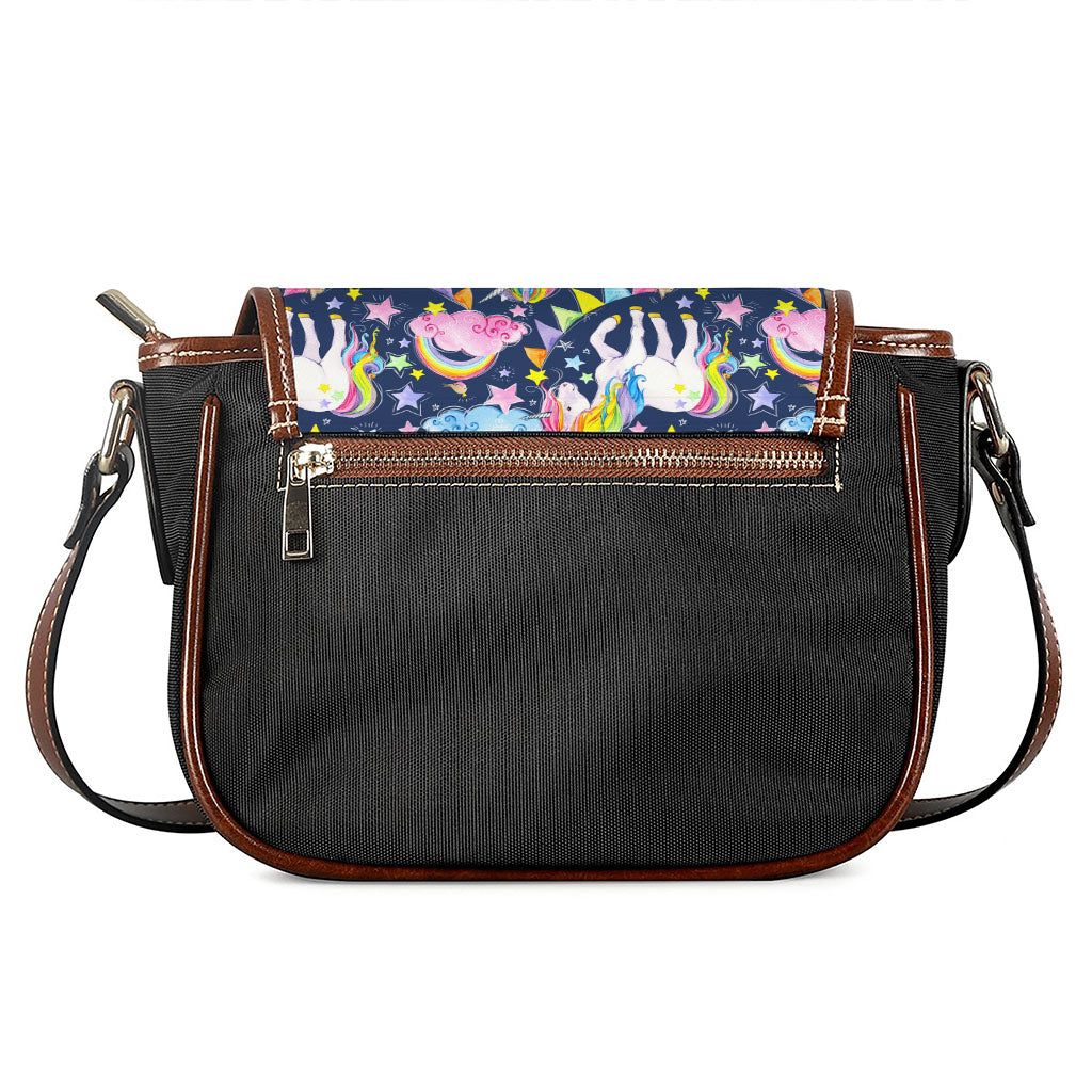 Unicorn Night Festival Pattern Print Saddle Bag