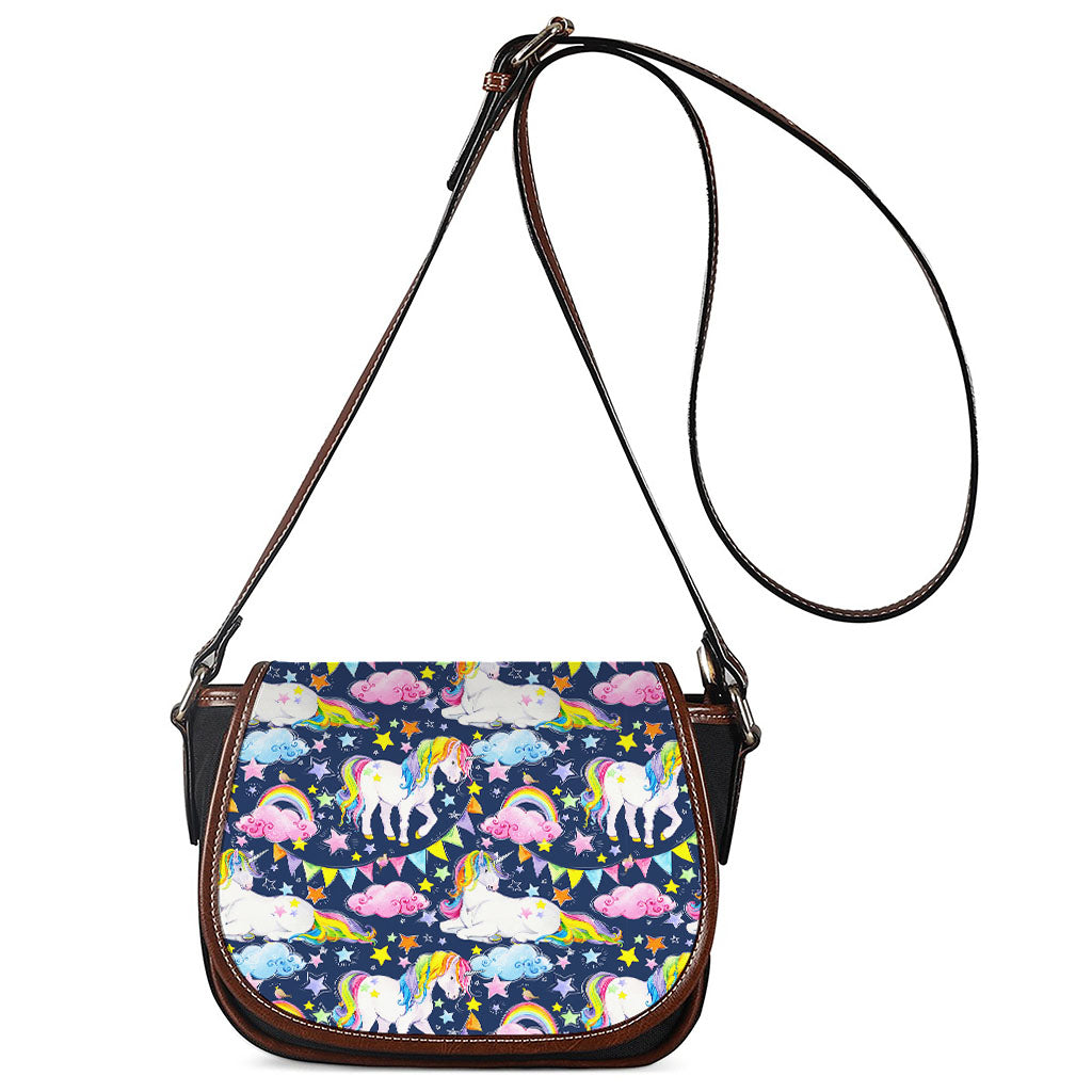 Unicorn Night Festival Pattern Print Saddle Bag