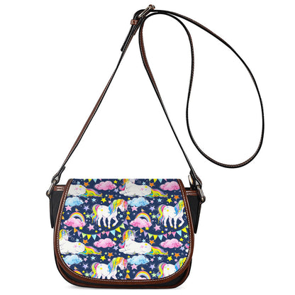 Unicorn Night Festival Pattern Print Saddle Bag