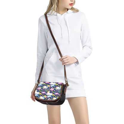Unicorn Night Festival Pattern Print Saddle Bag