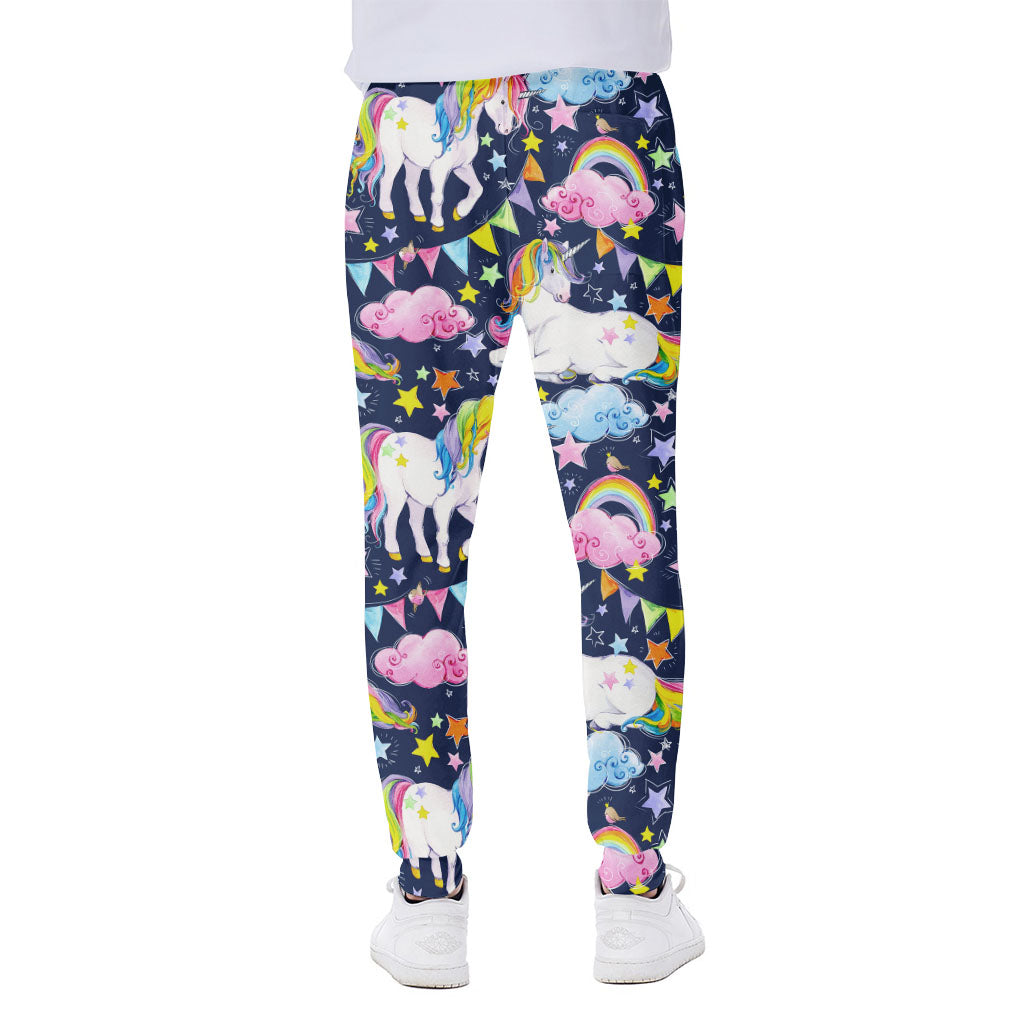 Unicorn Night Festival Pattern Print Scuba Joggers
