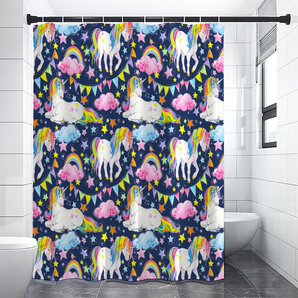 Unicorn Night Festival Pattern Print Shower Curtain