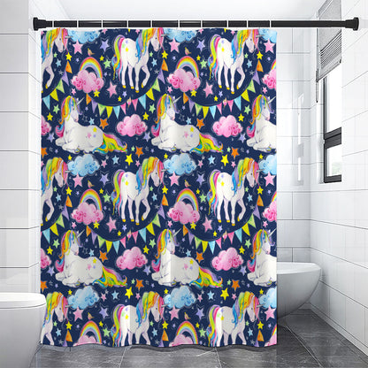 Unicorn Night Festival Pattern Print Shower Curtain