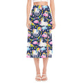 Unicorn Night Festival Pattern Print Side Slit Midi Skirt
