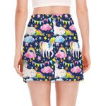 Unicorn Night Festival Pattern Print Side Slit Mini Skirt