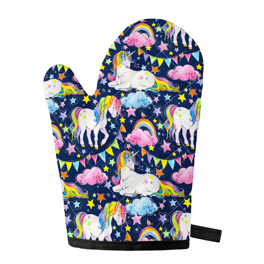 Unicorn Night Festival Pattern Print Single Oven Mitt