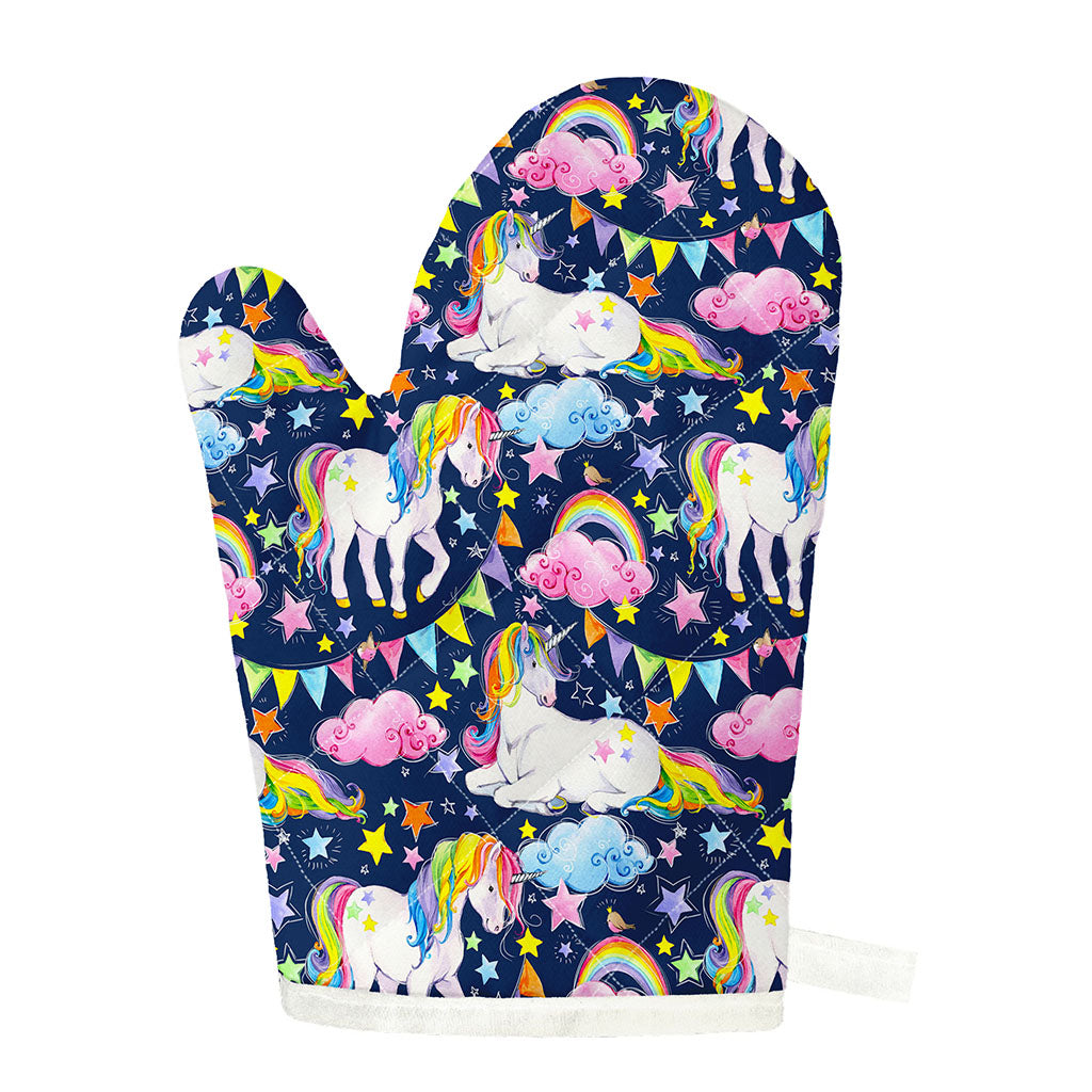 Unicorn Night Festival Pattern Print Single Oven Mitt