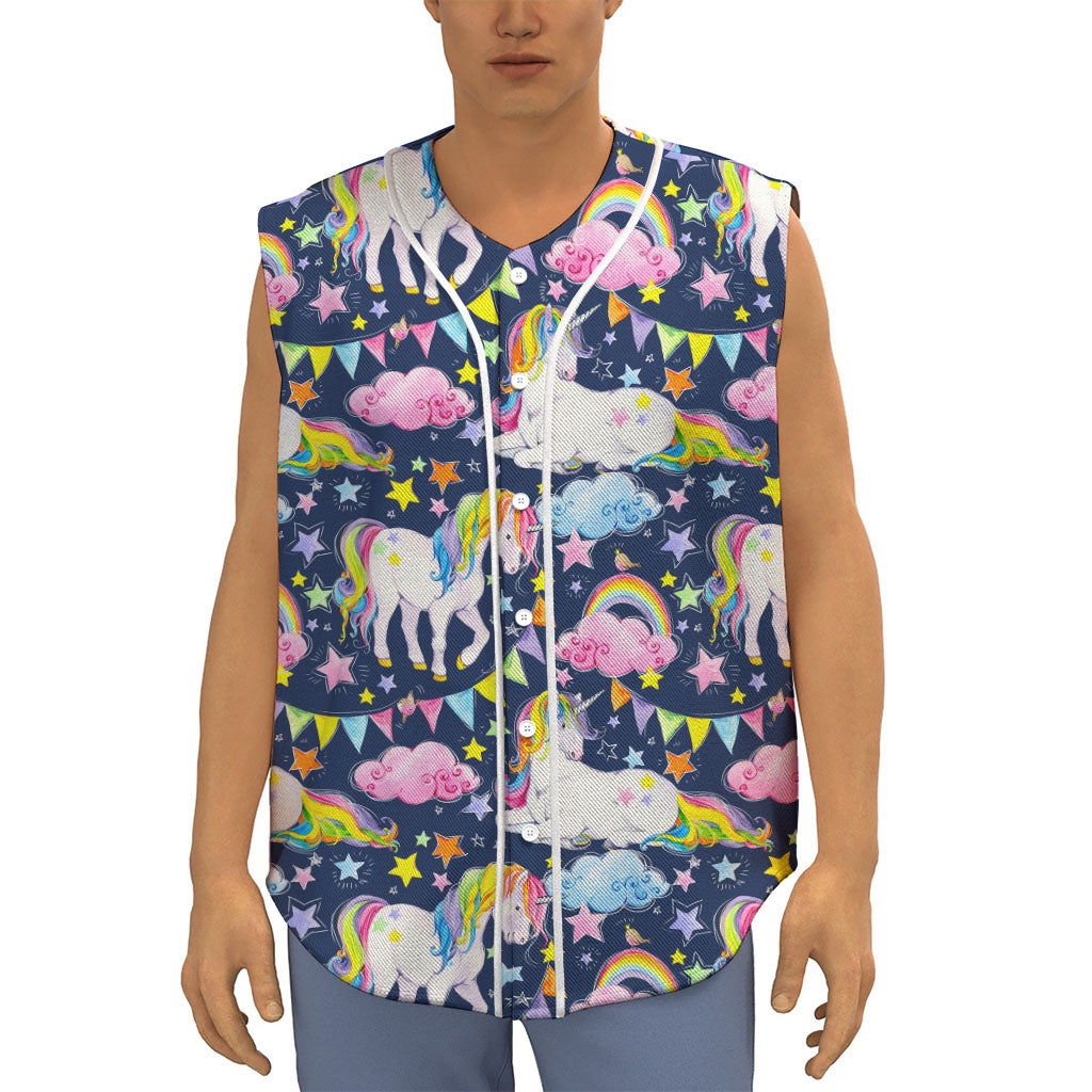 Unicorn Night Festival Pattern Print Sleeveless Baseball Jersey