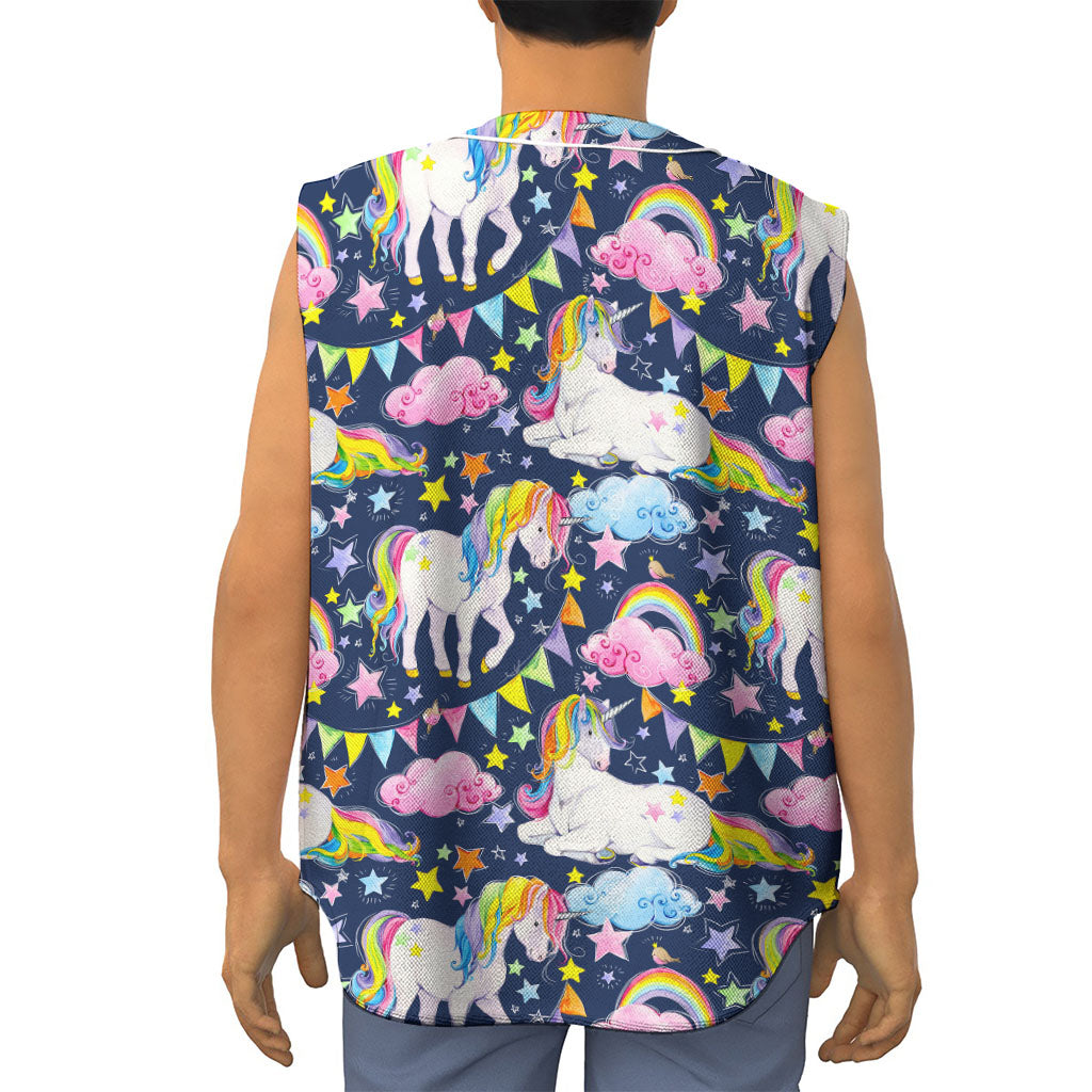Unicorn Night Festival Pattern Print Sleeveless Baseball Jersey
