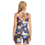 Unicorn Night Festival Pattern Print Sleeveless One Piece Swimsuit