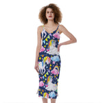 Unicorn Night Festival Pattern Print Slim Fit Midi Cami Dress