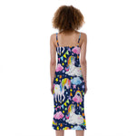 Unicorn Night Festival Pattern Print Slim Fit Midi Cami Dress