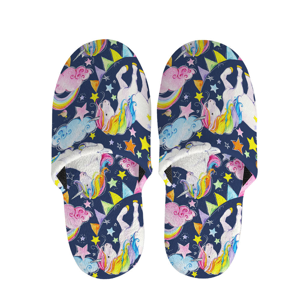 Unicorn Night Festival Pattern Print Slippers