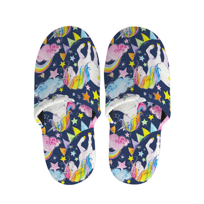 Unicorn Night Festival Pattern Print Slippers
