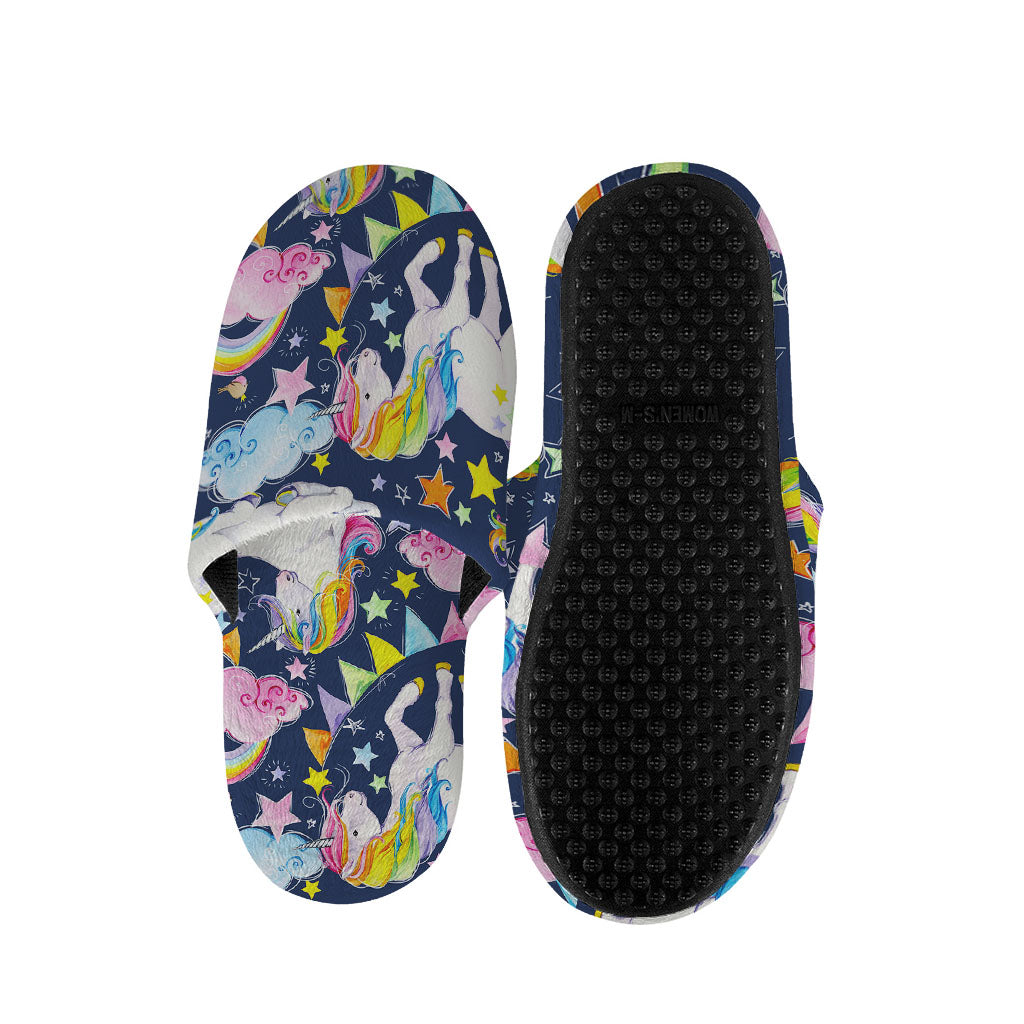 Unicorn Night Festival Pattern Print Slippers