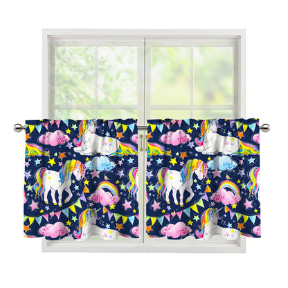 Unicorn Night Festival Pattern Print Tier Curtains