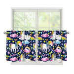 Unicorn Night Festival Pattern Print Tier Curtains