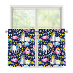 Unicorn Night Festival Pattern Print Tier Curtains