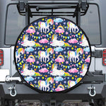 Unicorn Night Festival Pattern Print Tire Cover