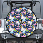 Unicorn Night Festival Pattern Print Tire Cover With Camera Hole