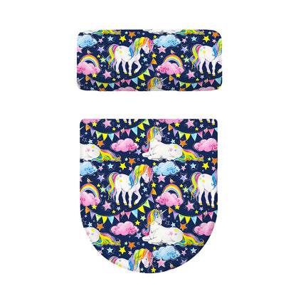 Unicorn Night Festival Pattern Print Toilet Lid And Tank Cover Set