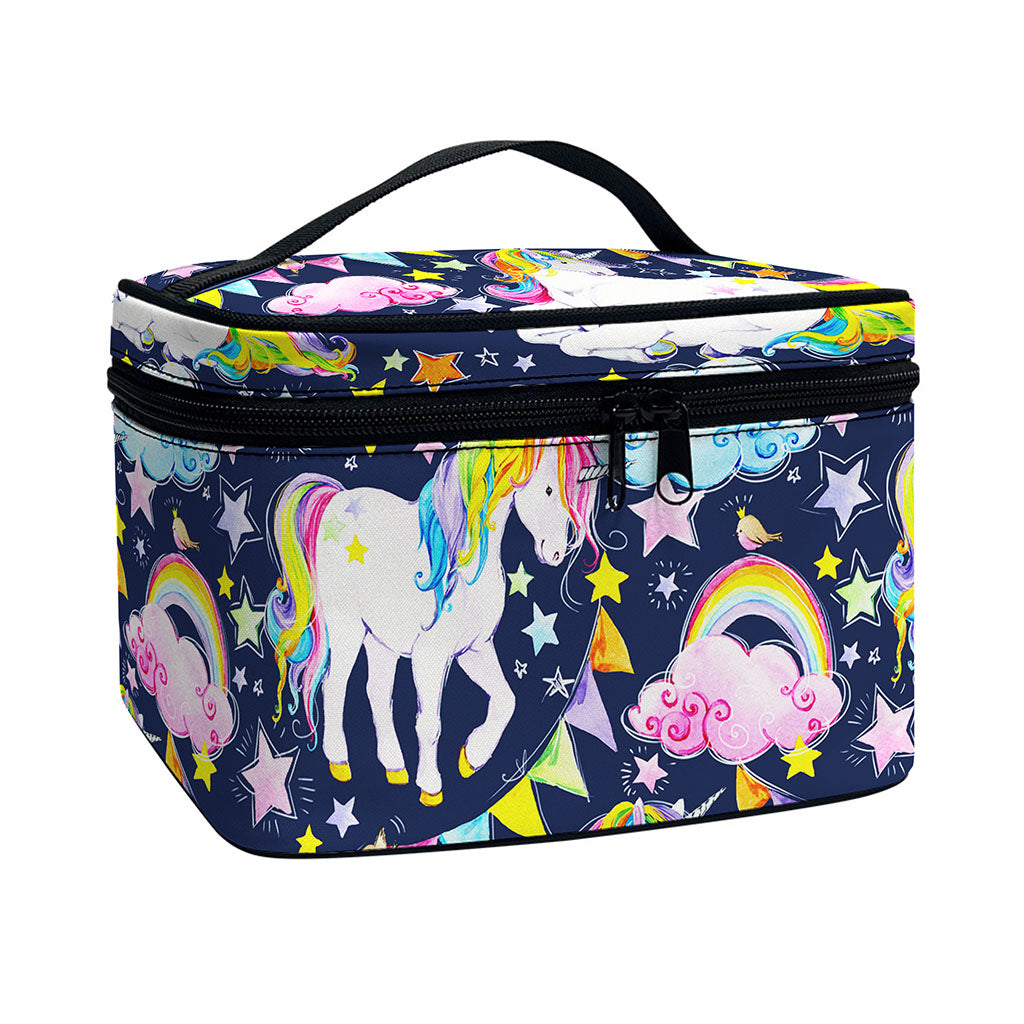 Unicorn Night Festival Pattern Print Travel Makeup Bag