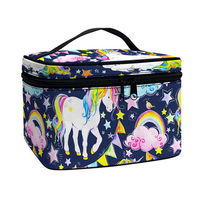Unicorn Night Festival Pattern Print Travel Makeup Bag